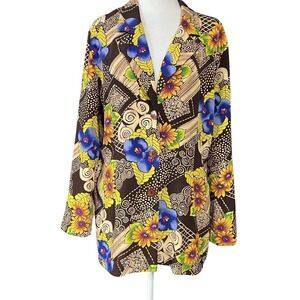 Vintage Kensington Square Blazer Womens Medium Floral Abstract Jacket 90s‎ USA